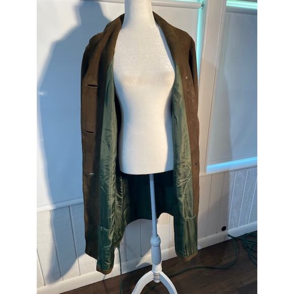 Vintage Lelcoite Espanol Green Suede Leather Women's Coat Size Large - Picture 6 of 7